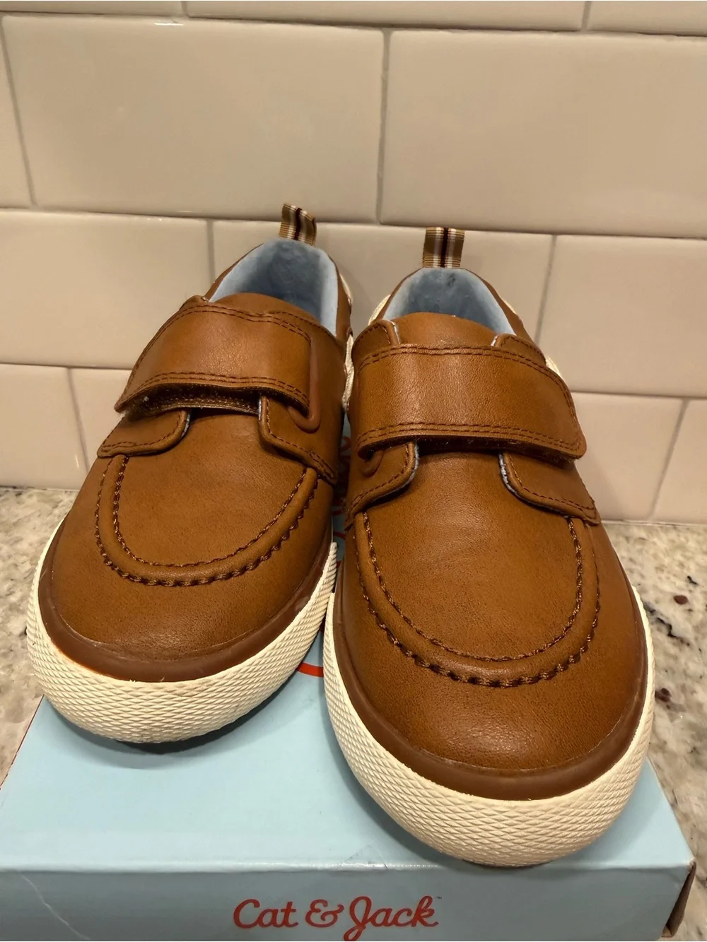 Cat & Jack Tan Brown Kids Hook-and-Loop Casual Sneakers Size 12